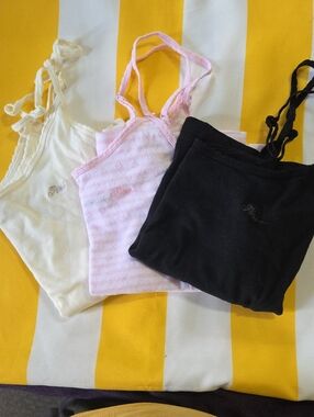 Victoria's Secret Trio Strappy Bandeaus in Cream, Pink & Black